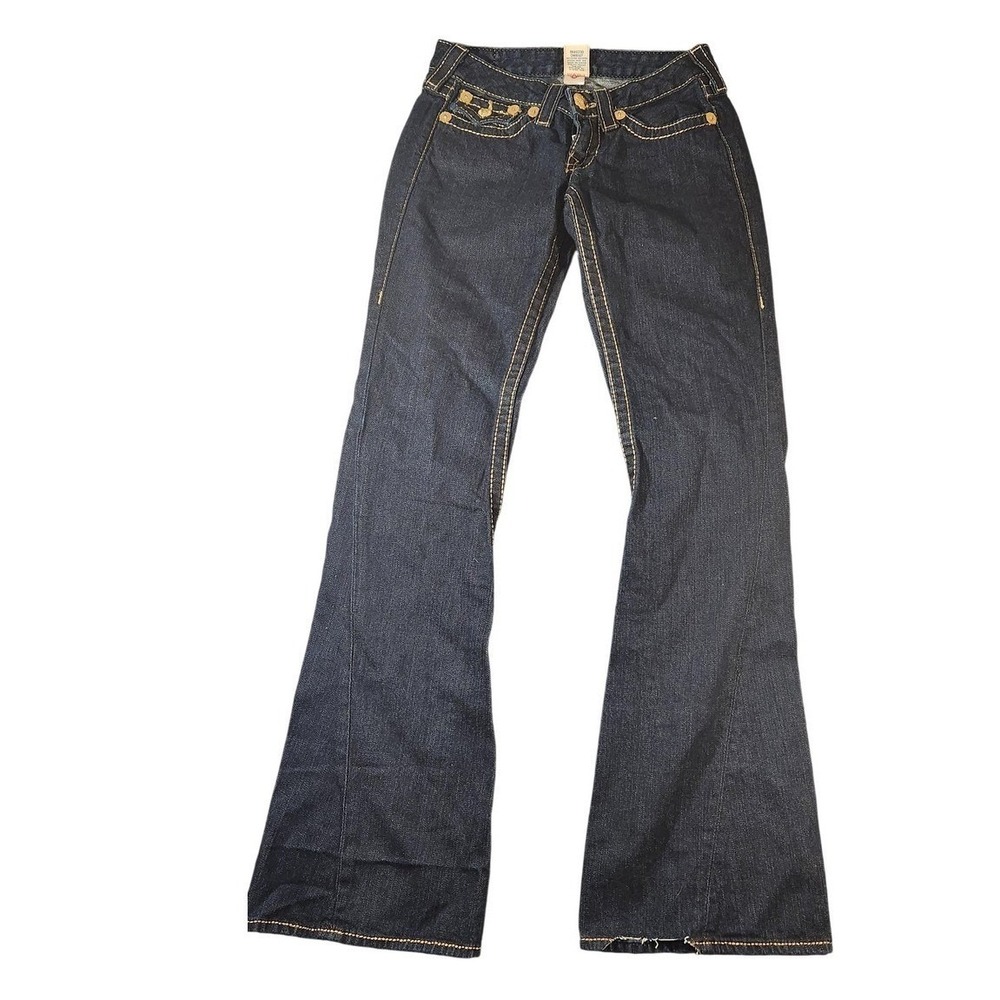 Vintage True Religion Joey Flare Jeans Womens 27 Blue Low Rise Pockets‎ USA Made